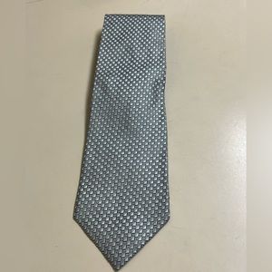 Patrick James Hand Made Italian Silk Blue and Silver Geometric Neck Tie  - EUC